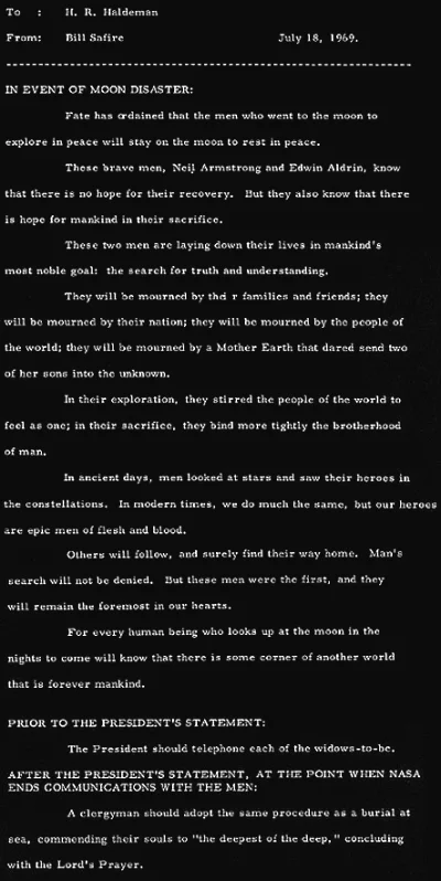 In the event of Moon disaster speech by William Safire